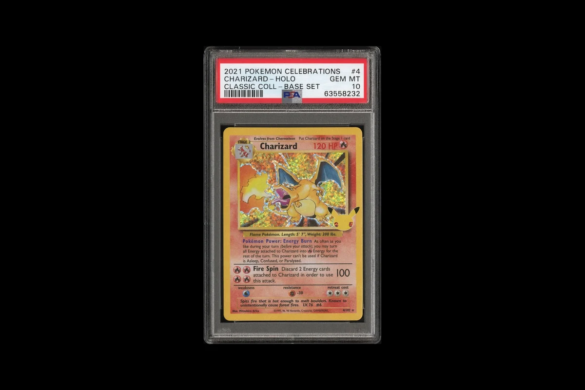PSA 10 Charizard card in its grading slab